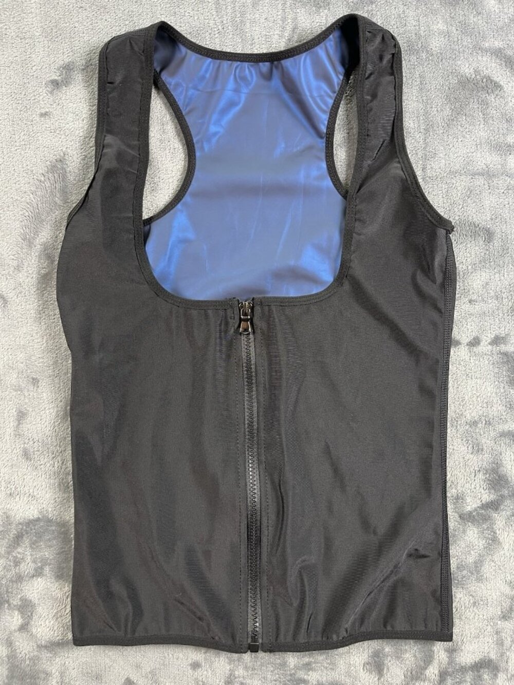 Squeeze Me Skinny Slimming Top Full Zip Sleeveless Women's Size Small Black